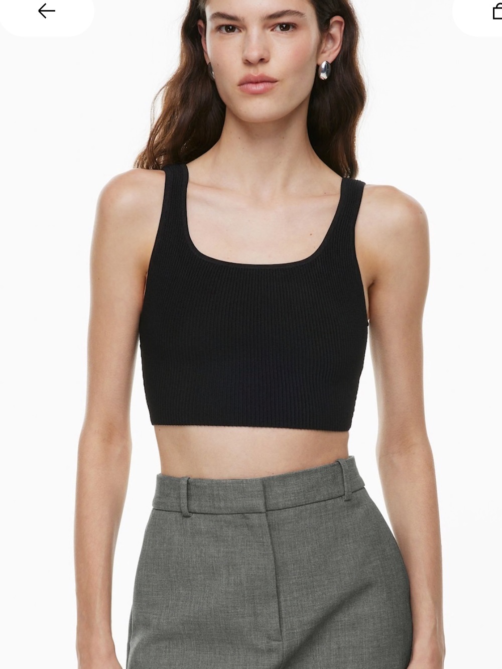 Aritzia Sculpt Knit Squareneck Cropped Tank 2XS Black